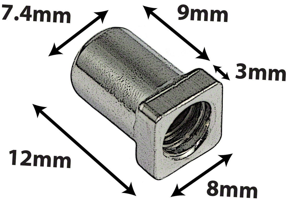 SN-SQ-12B - Camino 12mm Testa Quadrata - Ottone (X4)
