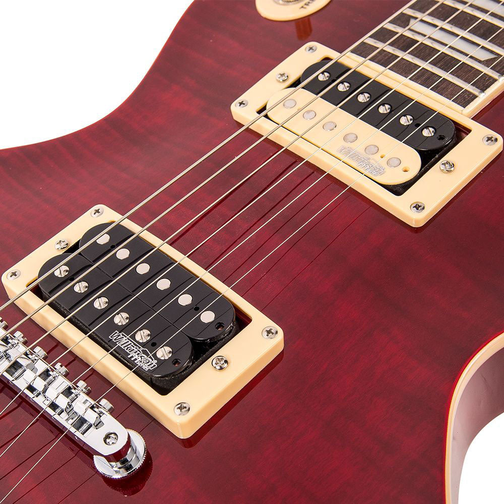 V100Twr Acero fiammato con sfumatura rosso vino