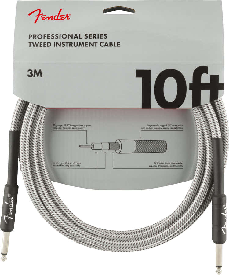 PROFESSIONAL INSTRUMENT CABLE 10' WHITE TWEED
