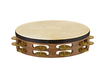 VINTAGE GOAT SKIN WOOD TAMBOURINE 2 ROWS