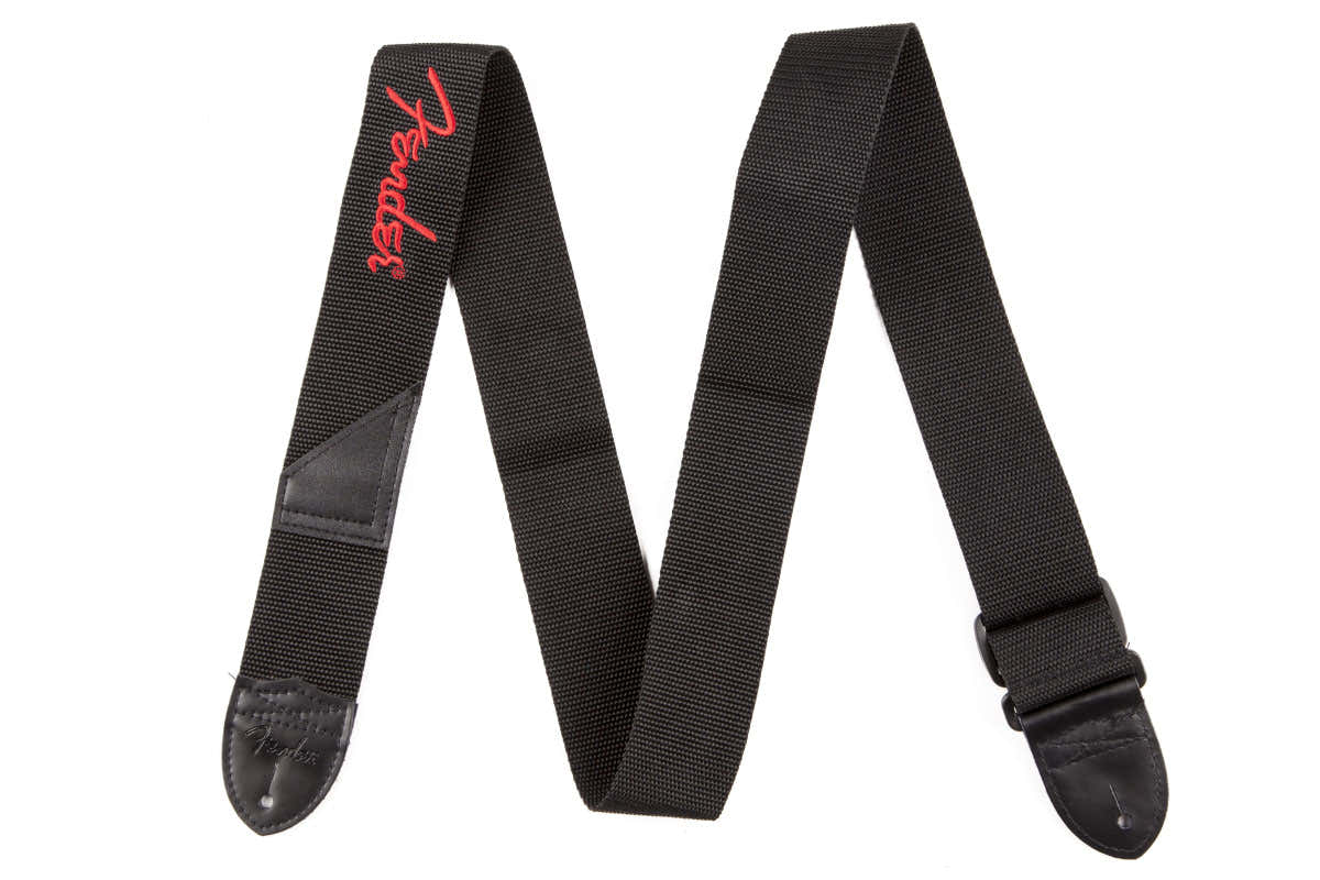 2" Tracolla in poliestere nera con logo rosso