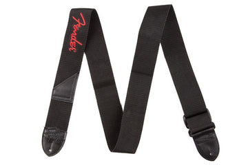 2" Tracolla in poliestere nera con logo rosso
