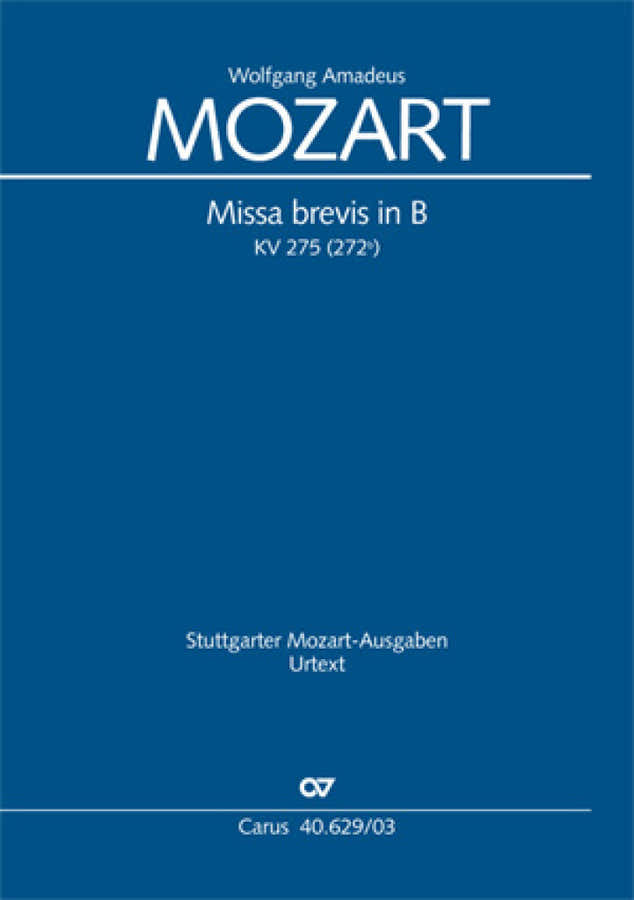 Mozart W.a. - Missa Brevis in Sib KV 275 (272B) - Partitura vocale