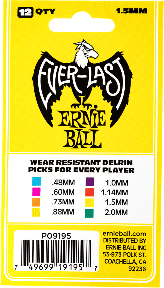 Plettri Everlast Bustina da 12 Giallo 1,5mm