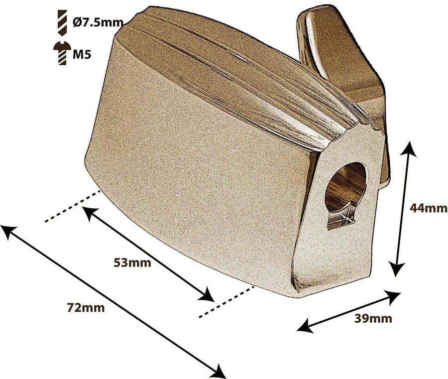 TB7BR - Supporto per Tom / Tom a terra Ø9.5-10.5mm - 53mm Ottone (x1)