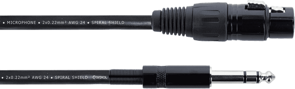 XLR FEMALE AUDIO CABLE / STEREO JACK - 6 M