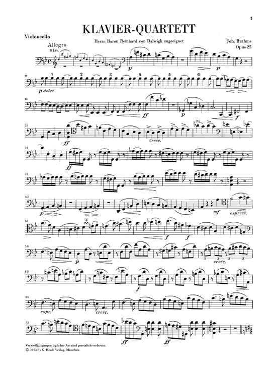Brahms J. - Piano Quartet G Minor Op. 25