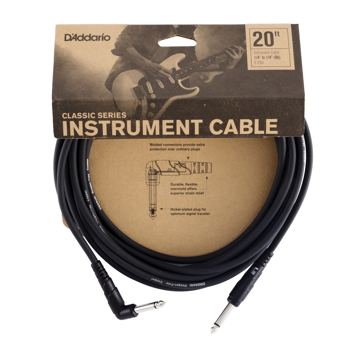 CLASSIC SERIES INSTRUMENT CABLE RIGHT ANGLE PLUG 20 FEET