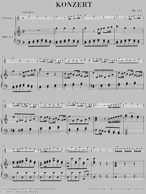 Vivaldi A. - Concerto per flautino (flauto dolce/flauto) e orchestra in Do maggiore Op. 44 11 Rv 443