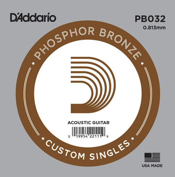 PB032 PHOSPHOR BRONZE WOUND ACOUSTIC GUITAR SINGLE STRING .032