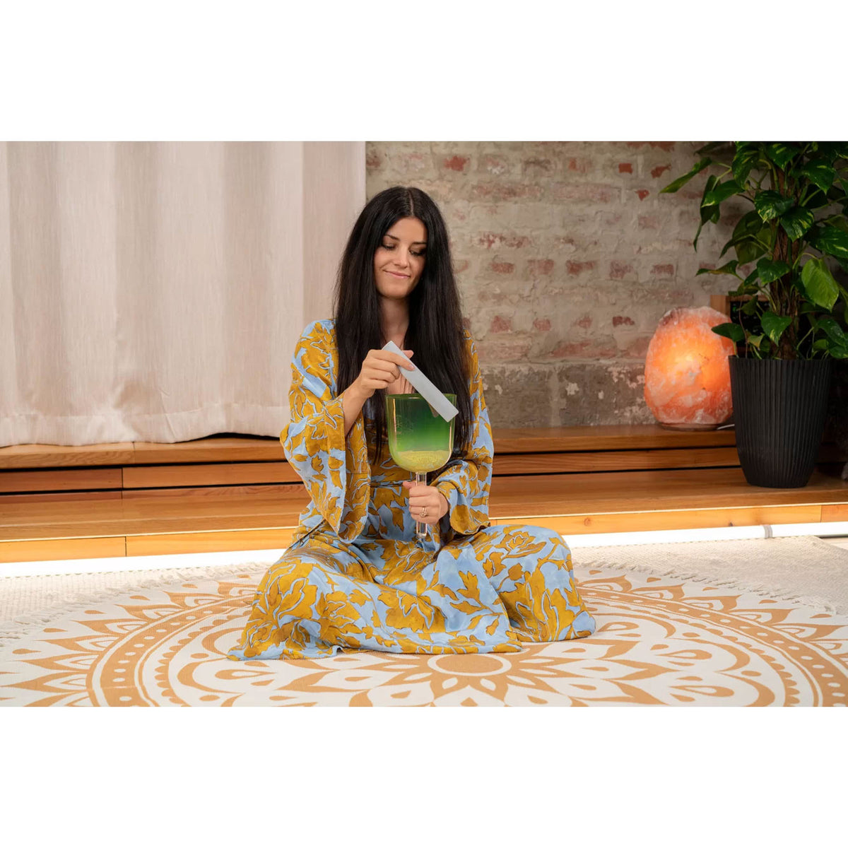 5.75" Essence Solfeggio Crystal Singing Bowl Ut 396 Hz Olive Green