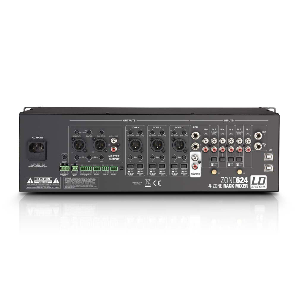 ZONA 624 - MIXER 4 ZONE RACKABLE 3 U