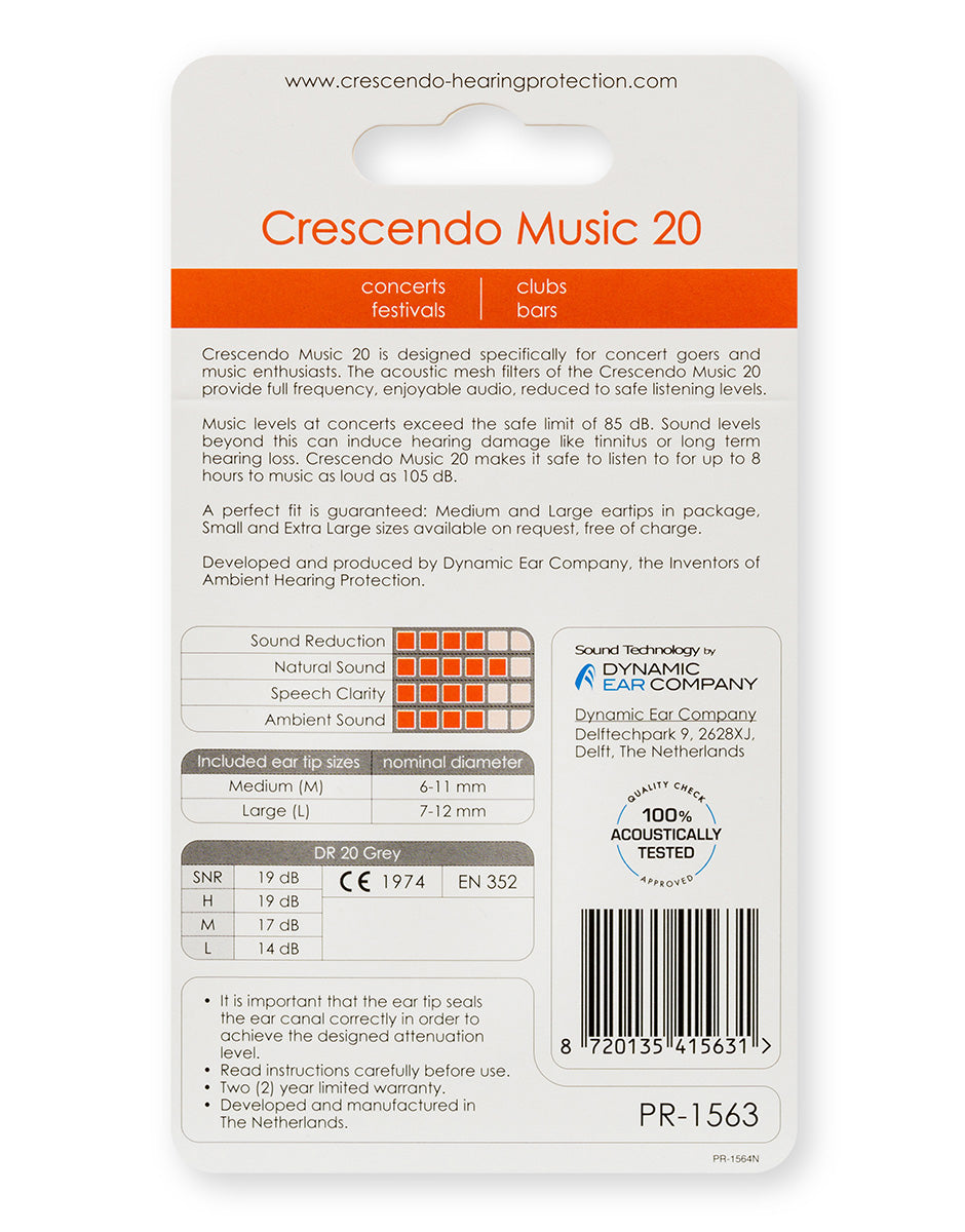 MUSIC 20 - DAMPING FILTERS - PROTECTION SNR 19DB