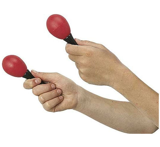 2 paia di maracas sonore in plastica rossa e nera
