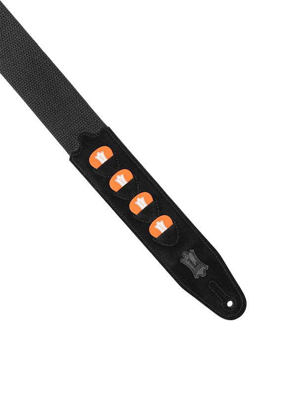Tracolla in cotone con 4 porta-plettro 5 cm - Nero