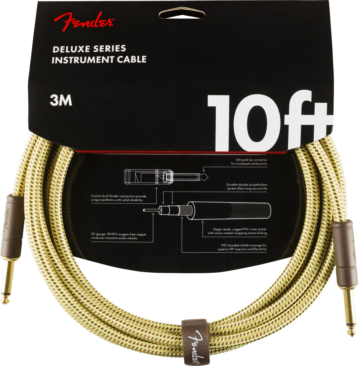 DELUXE INSTRUMENT CABLE STRAIGHT/STRAIGHT 10' TWEED