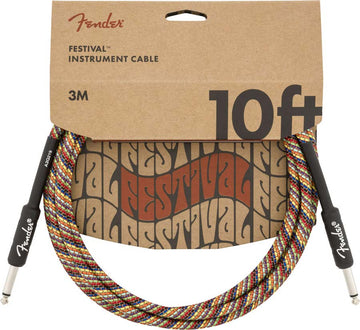 10' FESTIVAL INSTRUMENT CABLE PURE HEMP RAINBOW