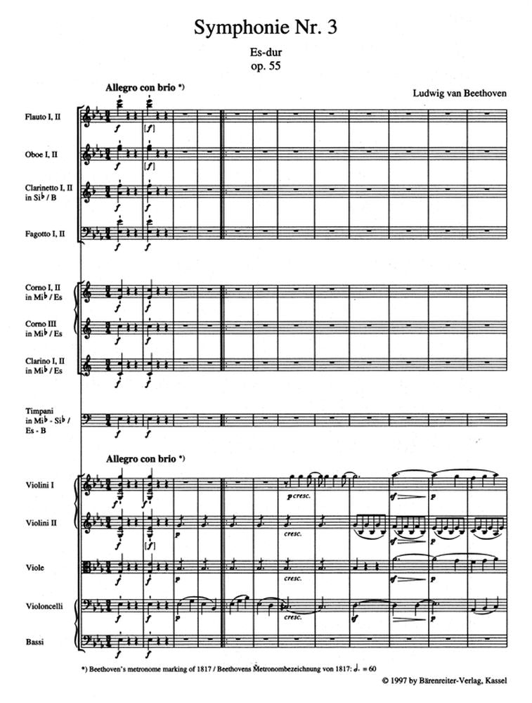 Beethoven L.V. - Symphonie N°3 "eroica" ES-dur Op.55 - Partitura tascabile