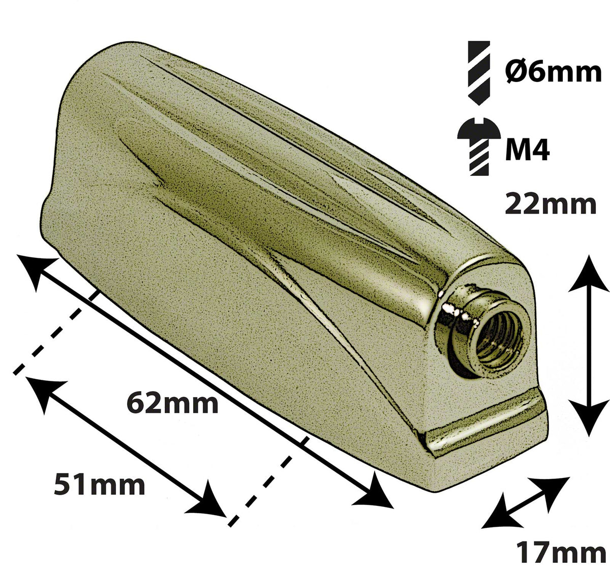 L6SD-BR - Blocchetto Rullante - 51mm Dorato (X1)