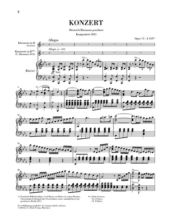 Weber C.M.V. - Clarinet Concerto No. 2 E Flat Major Op. 74