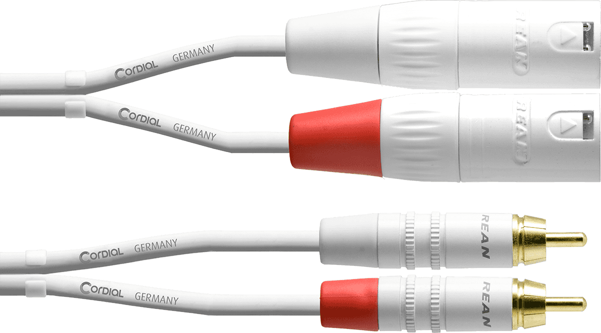 DOUBLE AUDIO CABLE XLR MALES/RCA 3 M WHITE