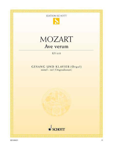 Mozart - Ave Verum KV 618 - Medium (low) Voice et Piano (orgue/harmonium)