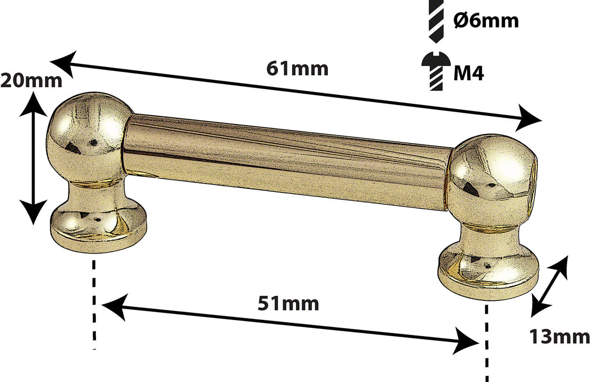 TL12D51-BR Blocchetto Tubo 51mm Dorato Doppio Tirante (X1)