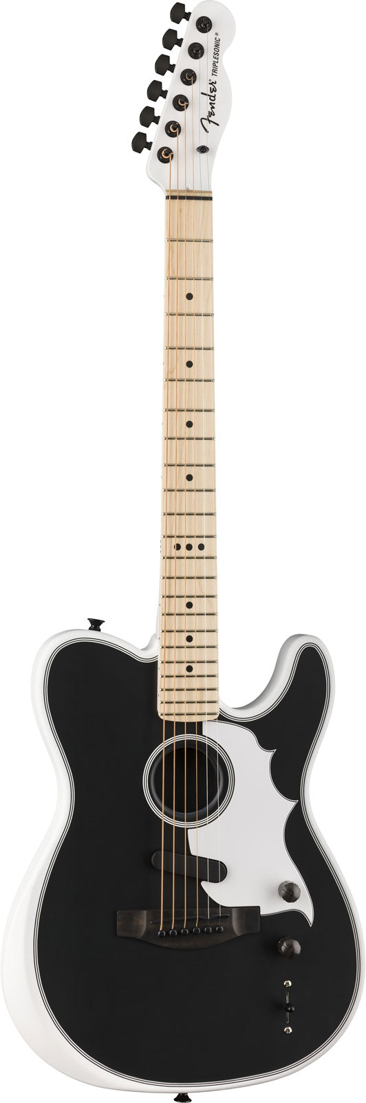 Telecaster Acoustasonic Triplesonic Jack White Satinato Arctic Bianco Con Top Nero Ricondizionato