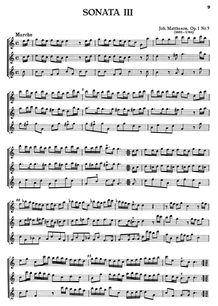 Mattheson J. - Otto sonate per 3 flauti dolci contralto Op. 1/3-10 - Flauto dolce