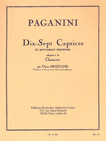 Paganini N. - 17 Caprices et Mouvement Perpetuel - Clarinette