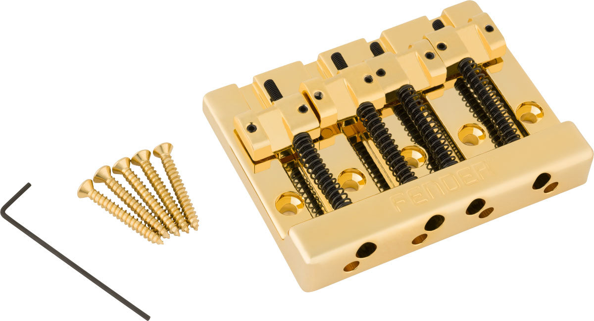 Fender Gruppo ponte per basso a 4 corde HiMass con sellette in zinco Oro