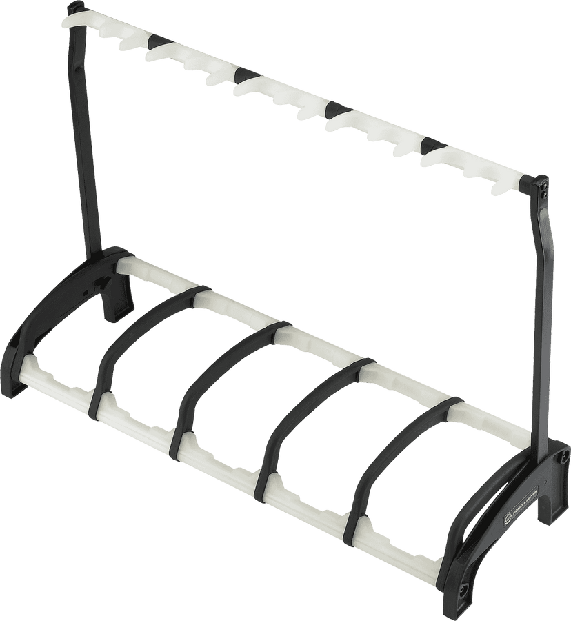 17515T Supporto da pavimento universale multiplo per chitarre. 5 chitarre. Traslucido