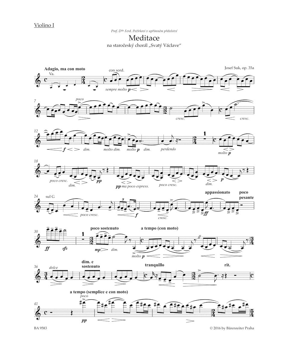 Suk Josef - Meditazione sull'antico inno ceco "ST Wenceslas" Op.35a - Parti staccate