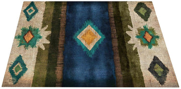 EART185-BLU - Tappeto Palco / Batteria Native American 1.85 x 1.60m Antiscivolo - Blu
