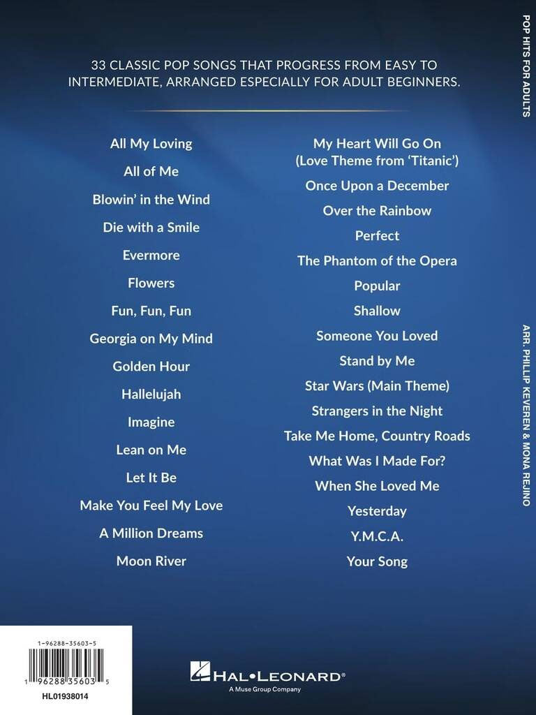Pop Hits per pianoforte per adulti