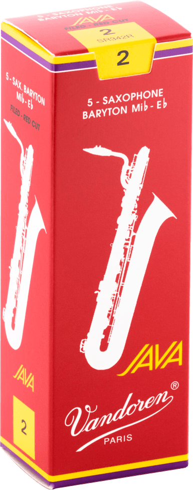 BOX OF 5 BARITONE JAVA RED CUT REEDS 2