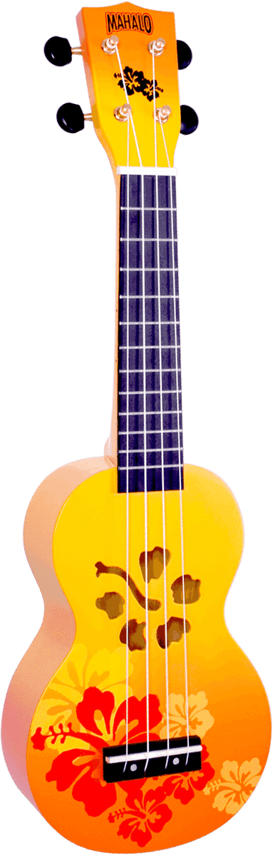 Ukuleles Soprano Hibiscus Flowers Finish Hibiscus Flowers Orange Bright