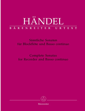 Haendel G.F. - Samtliche Sonaten - Flute A Bec Basse Continue