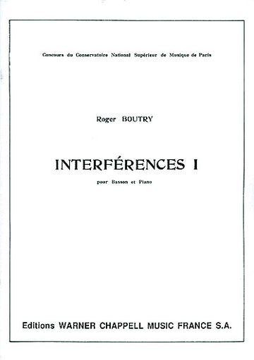 BOUTRY - INTERFERENCES VOL. 1 - BASSON PIANO