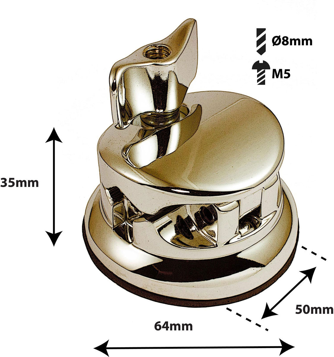 TB5BR - Supporto Deluxe rotondo per Tom / Tom a terra 50mm - Ottone (x1)
