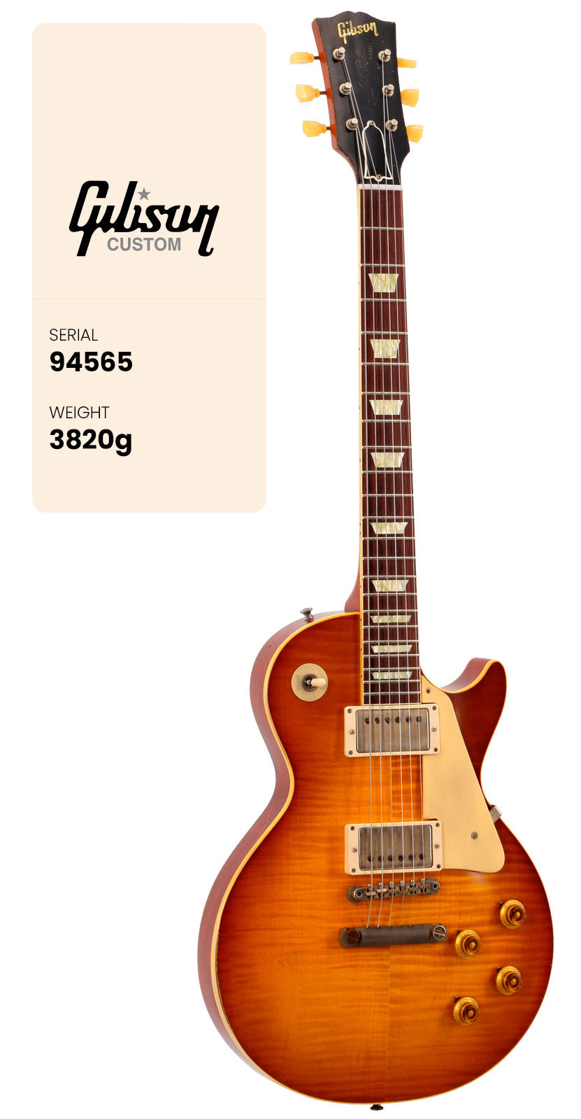 Les Paul Standard 1959 fortemente invecchiato Golden Poppy Burst CS MLC #94565