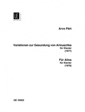 Part Arvo - Variatonen Zur Gesundung Von Arinushka Fur Alina - Pianoforte