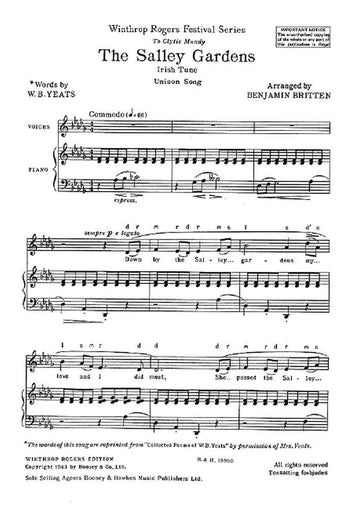 BRITTEN BENJAMIN - THE SALLEY GARDENS - CHOIR UNISON AND PIANO