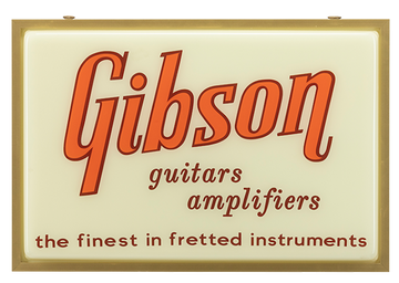 Home Office And Studio Gibson Vintage Lighted Sign - Guitars & Amplifiers Sign