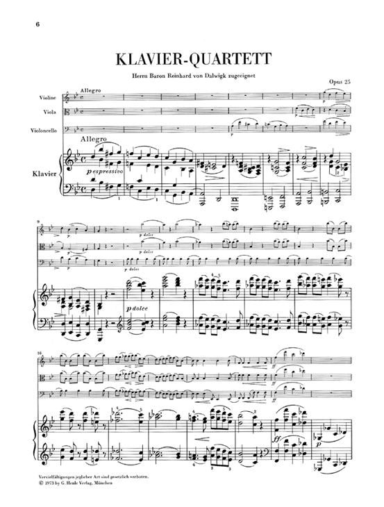 Brahms J. - Piano Quartet G Minor Op. 25