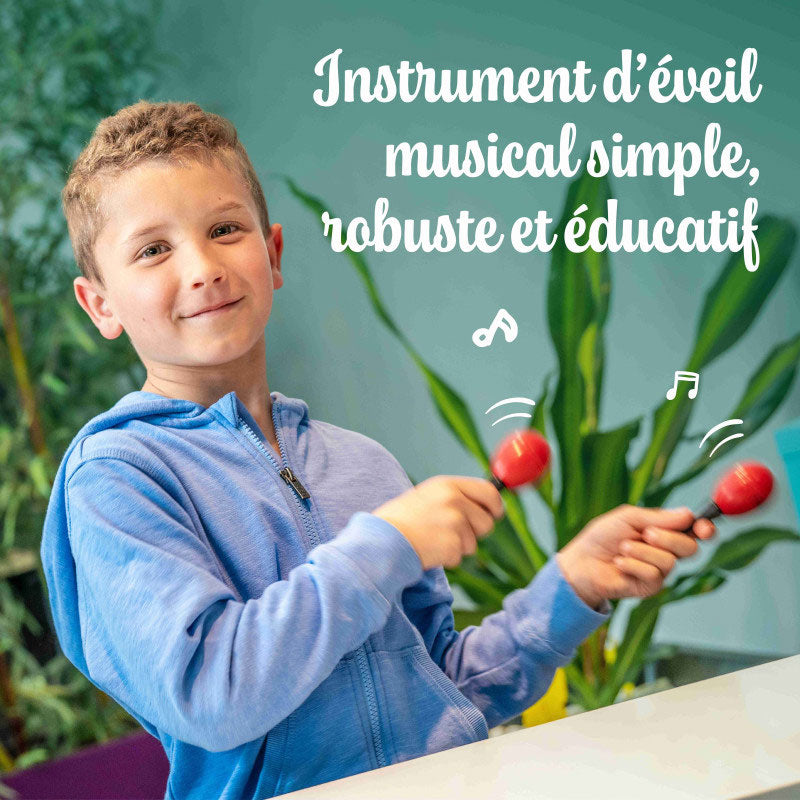 2 paia di maracas sonore in plastica rossa e nera