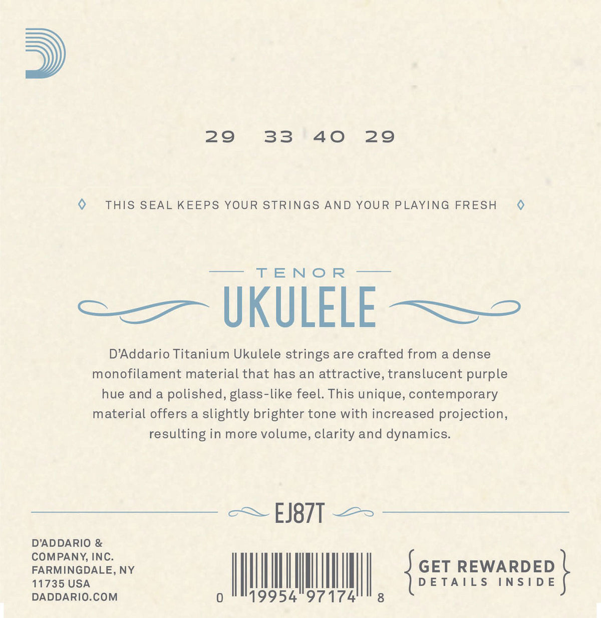 EJ87t Titanio Ukulele Corde Tenore