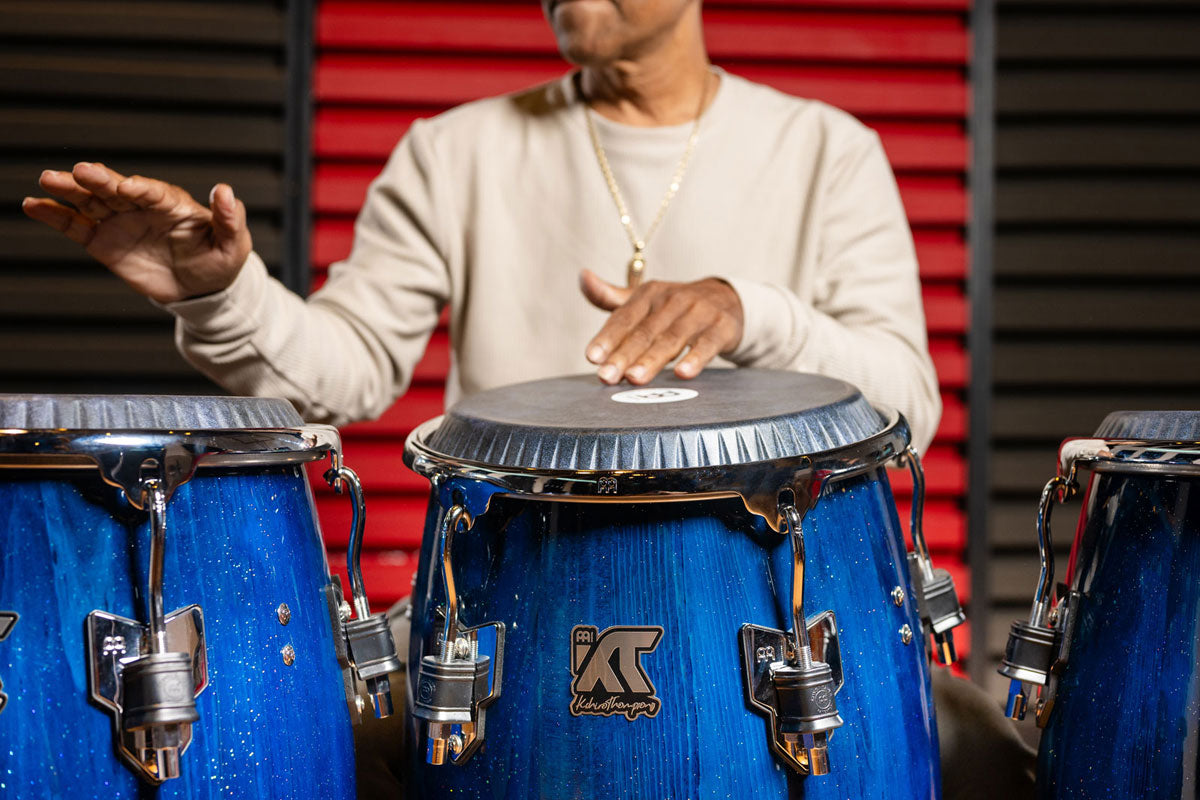 Artist Series William Kachiro Conga 11 3/4" /REMO® Black Calfskin Skyndeep Heads - Blue Wave