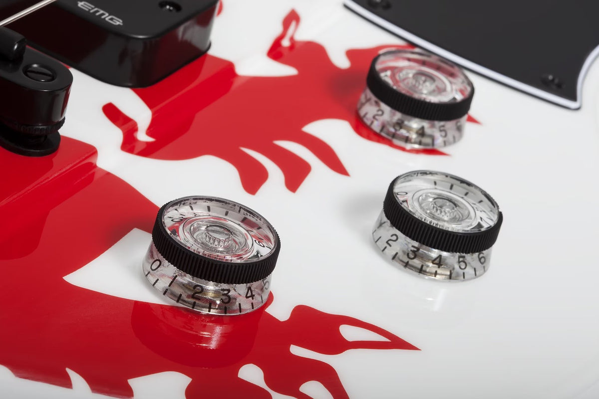 Ultra Spitfire Signature Simon Gallup Bianco lucido con Leone rosso