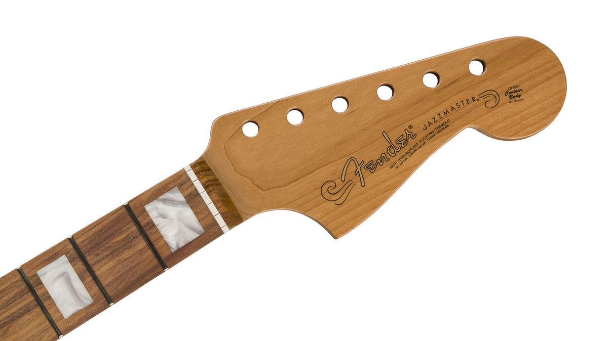 Manico Jazzmaster roasted Inlays a blocchi 22 tasti Medium Jumbo raggio 9.5" Pau Ferro profilo C moderno